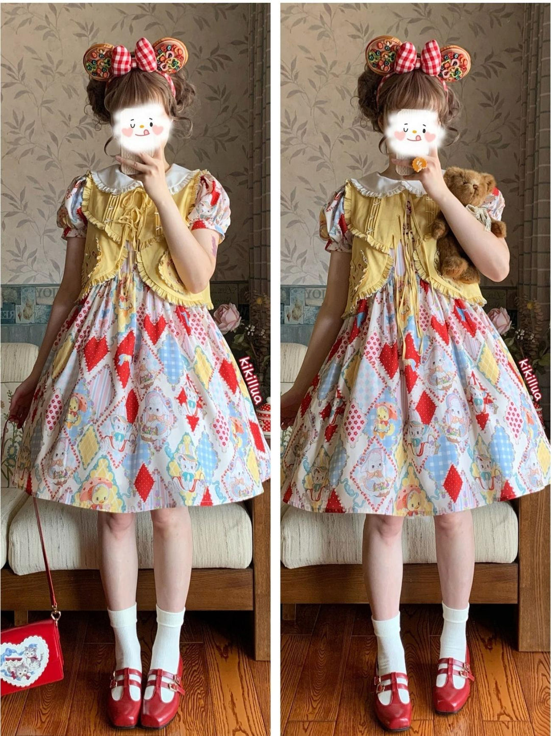 Southern Cross~Showa Kaleidoscope~Sweet Lolita OP SK and JSK with Rabbit Print 42127:727859