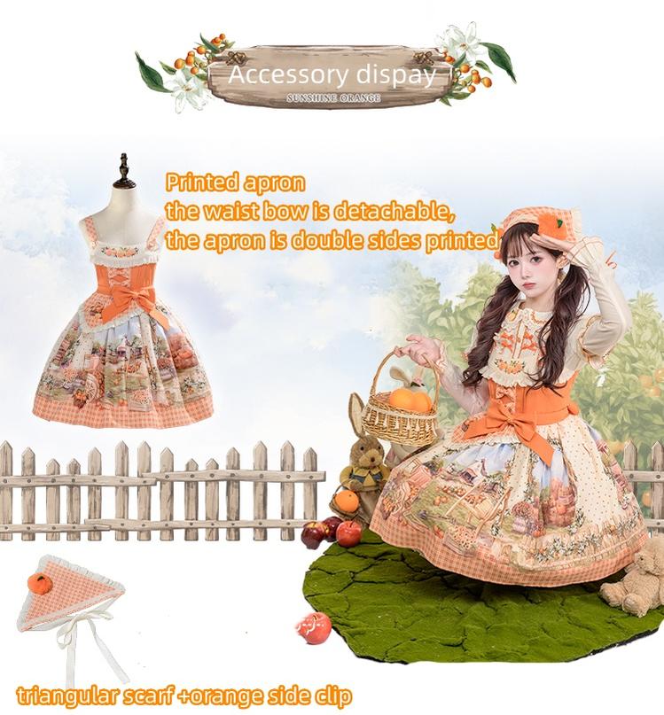 (BFM)Strawberry Fantasy~Country Lolita JSK Orange Dress   