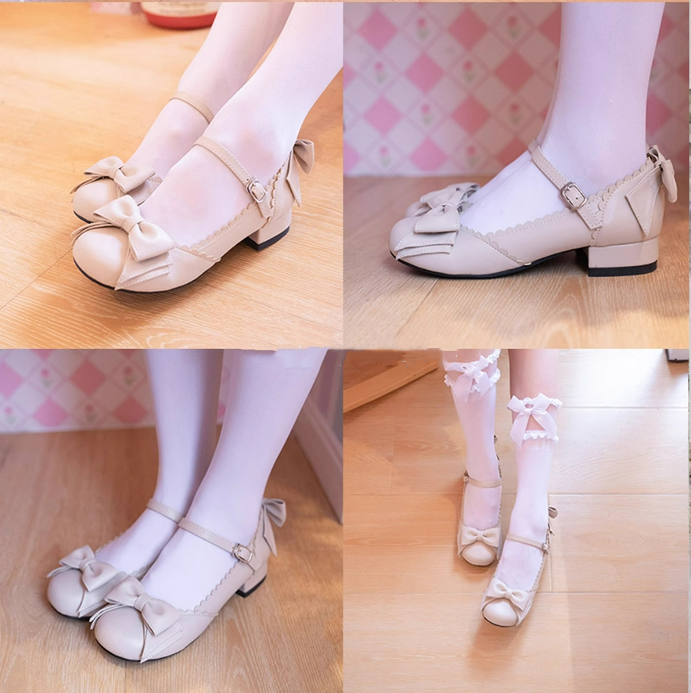 Sosic~Round Toe Lolita Shoes Sweet Bow Design Size 33-41 4592:578978
