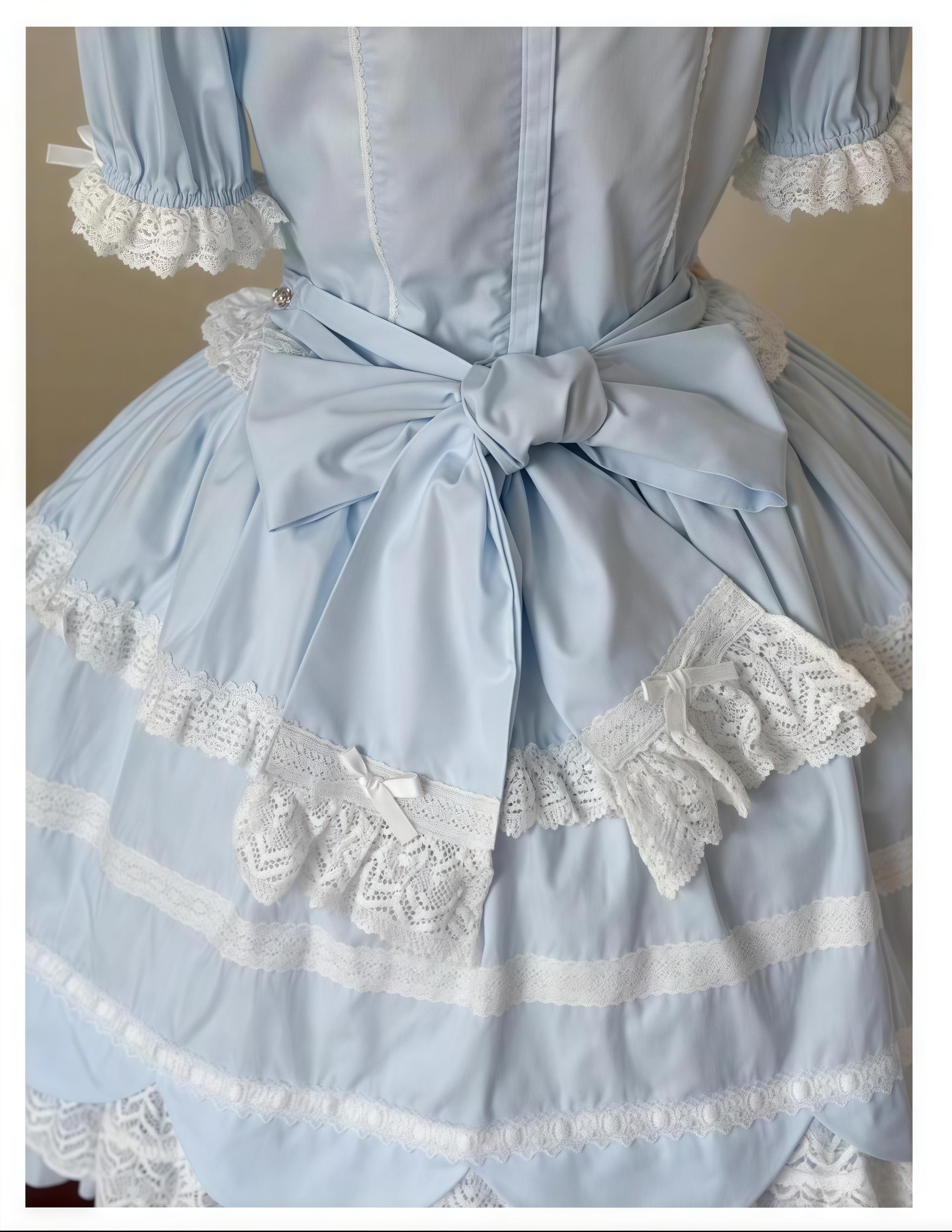 AerialCat~Cream Petals~Old School Lolita OP Tiered Ruffles Cotton Dress 42762:752791
