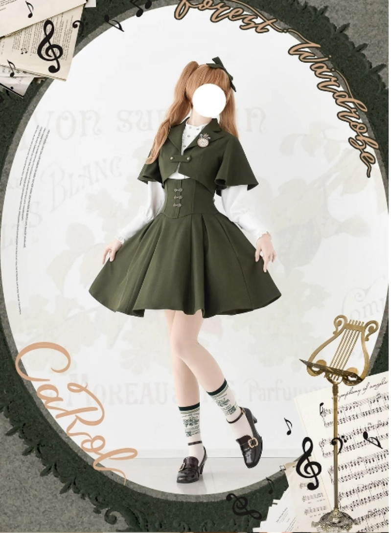 Forest Wardrobe~Vintage Lolita Skirt Fishbone Halter SK Autumn Jacket   