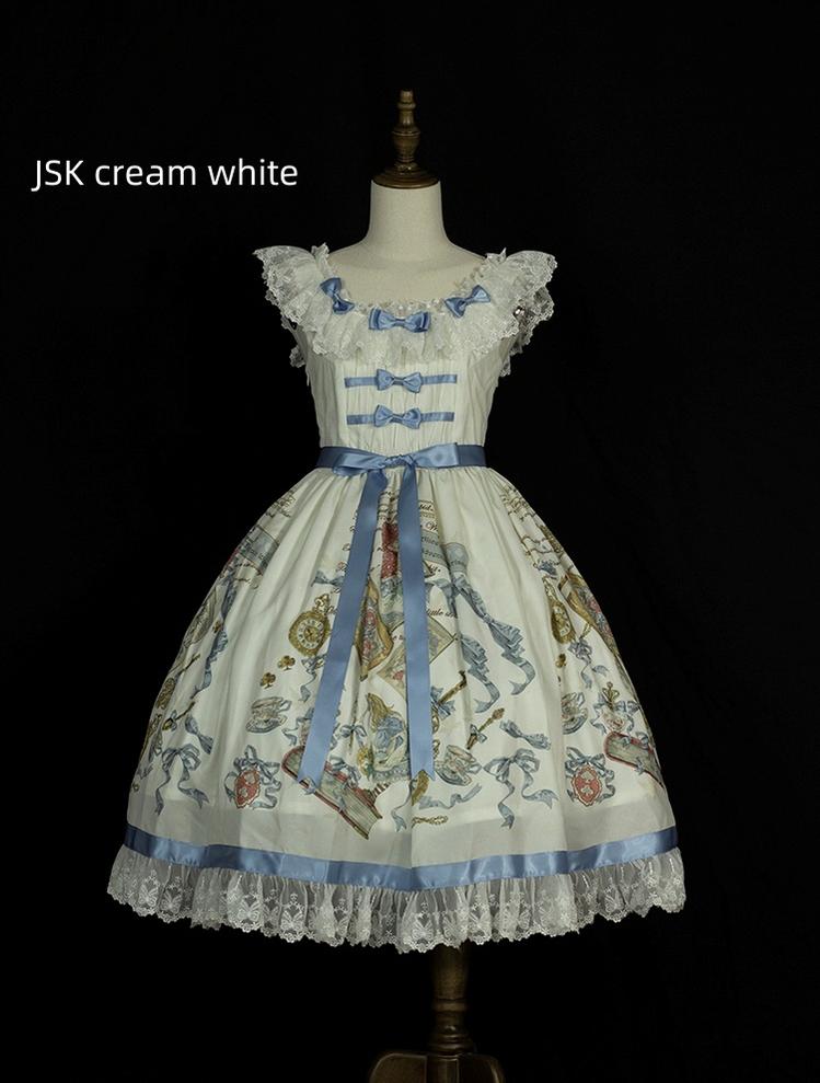 (BFM)Lemon Four~Dreaming of Alice Lolita Dress Lovely Dreamy Girl Princess Dress S JSK only-cream white 