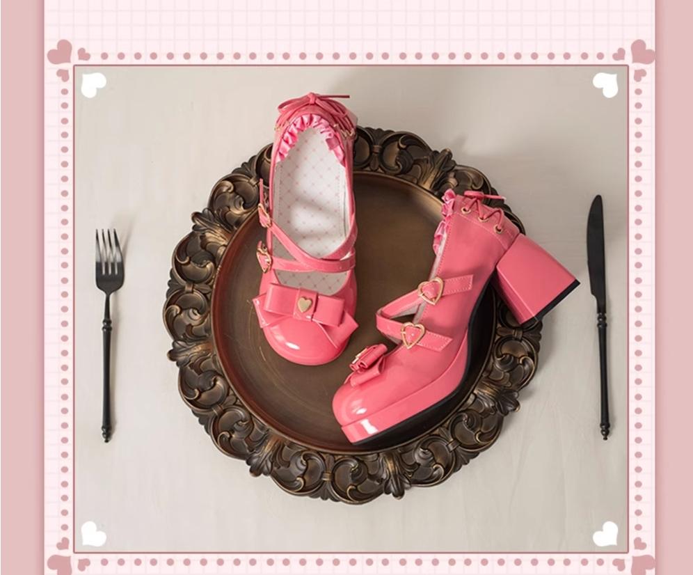 Milk Bun Bunny~Sweet Lolita High Heel Bow Princess Lolita Shoes 40632:670096