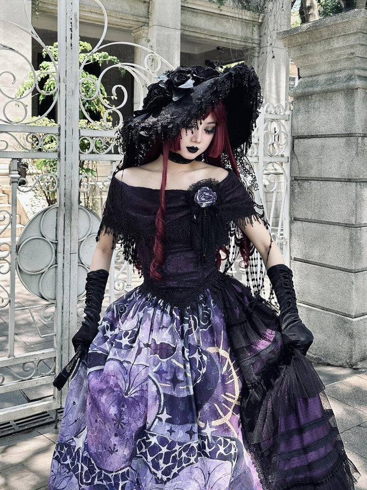 Krncrlo~Laocoon~Gothic Lolita SK Suit With Purple Snake & Apple Print 43289:772522