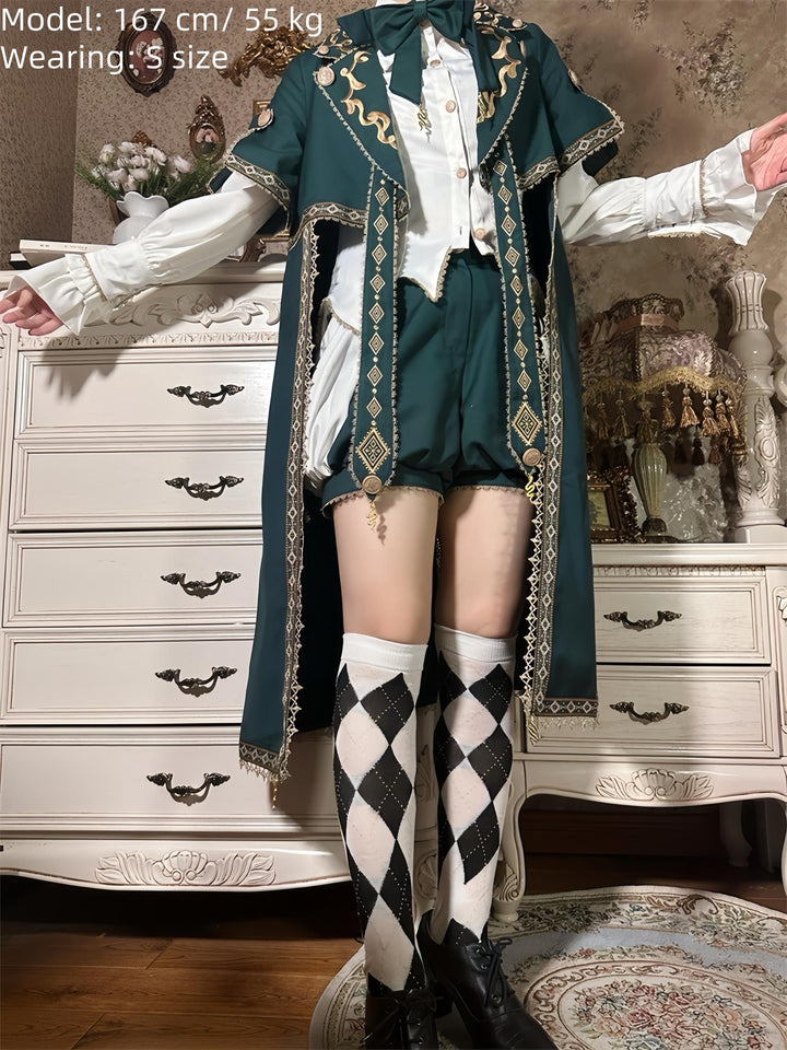 Letters from Unknown Star~Divine Envoy~Ouji Lolita Shorts Suit Military Lolita Coat and Shirt 41838:718196