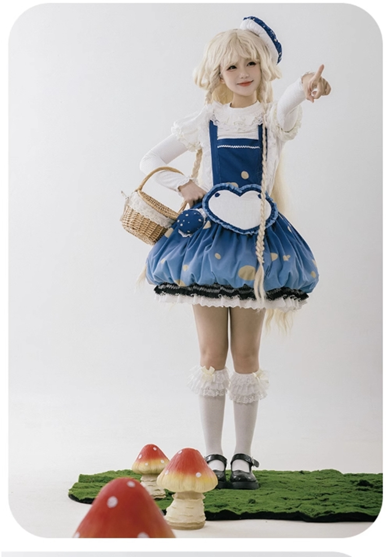 (BFM)With Puji~Blue Umbrella~Lolita Dress Suspenders Mushroom Set   