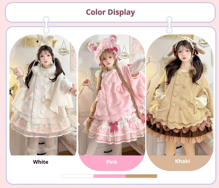 Yayizi~Sweet Lolita Cape Winter Plush Lolita Coat 41364:691644