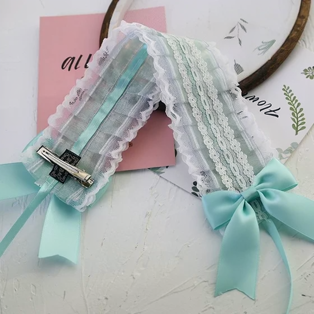 Sweet Lolita Lace Bow Headband with Clips 45829:864381