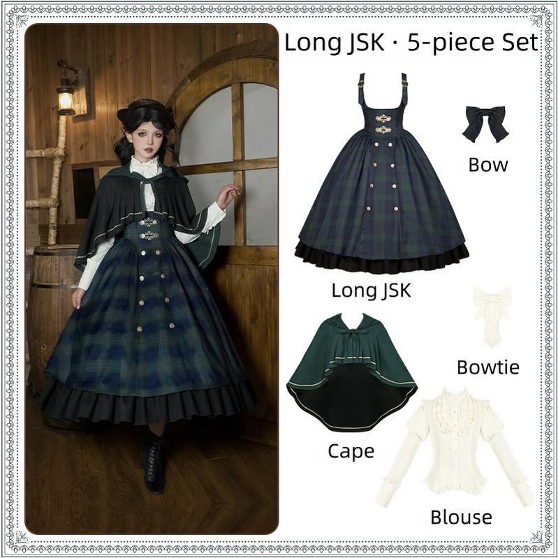 With PUJI - Berlin Souvenir - Plaid Preppy Style Lolita Bust Supporting JSK Outfit (L M S) 43928:790009