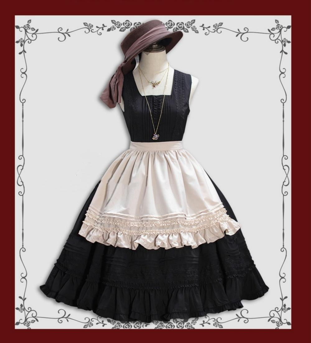 Tiny Garden~Nocturne Reminiscence~Elegant Lolita JSK Dress Multi-Wear Apron Dress Set   