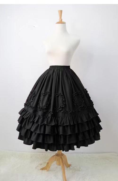 (BFM)Cha Cha CCK~Court Style Lolita Skirt Retro Chiffon Petticoat M 68cm Black 