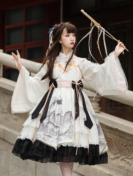 OCELOT~Ling Yin Fu~Long Sleeve Han Lolita OP Dress   