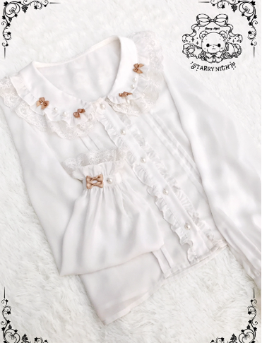 November Sakuya~Starry Night~Daily Kawaii Lolita Dress and Blouse free size small love poem blouse white 