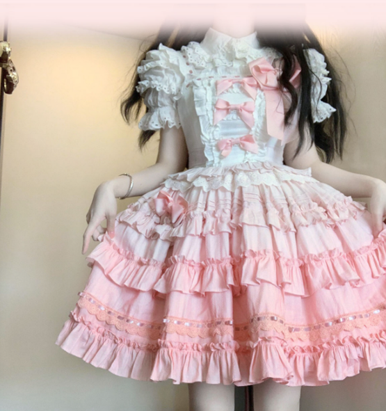 Mengfuzi~Little Milkfoo~Vintage Lolita Gradient Dress   