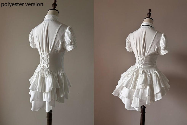 FlowerFairyDaily~Midnight Prayer~Solid Lolita Shirt with Flowing Tiered Back Hem