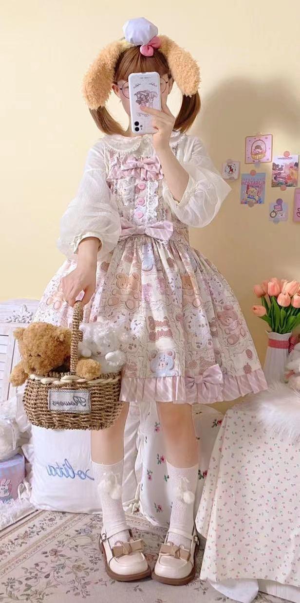 Akiyama Future Studio~Kawaii Little Bear Lolita Salopette Daily Lolita JSK