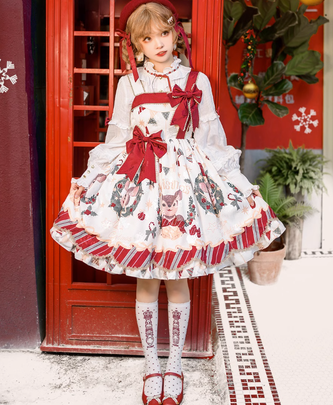 Frozen in time~Sweet Lolita Deer Print JSK for Christmas   