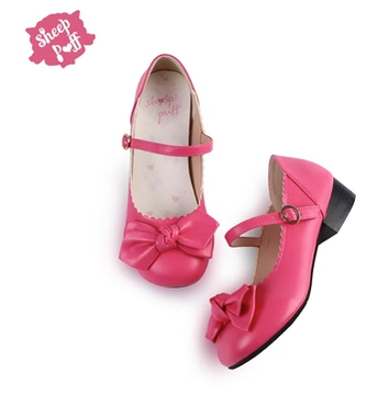 Sheep Puff~Kawaii Lolita Round Toe Mary Jane Shoes 35 rose red low heel 