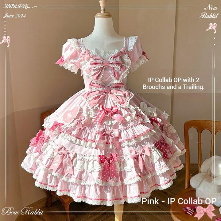 Mademoiselle Pearl~Bow Rabbit~IP Collab Sweet Lolita OP in Multiple Styles (L M S XL XS) 43054:764034