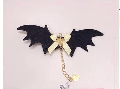 Pearl Rabbit Handmade - Halloween Gothic Lolita Bat Wings Shaped Side Clips light yellow