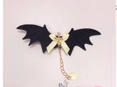 Pearl Rabbit Handmade~Halloween Gothic Lolita Bat Wings Shaped Side Clips light yellow  