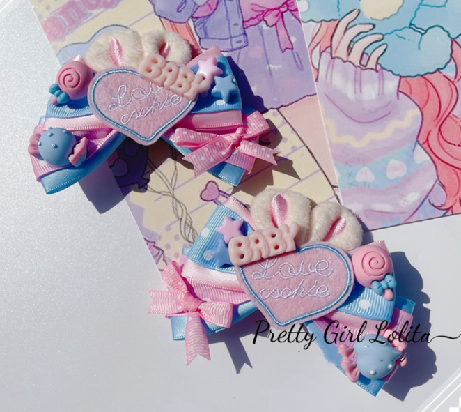 Pretty Girl Lolita - Sweet Lolita Pink-blue Accessories a heart hair pin