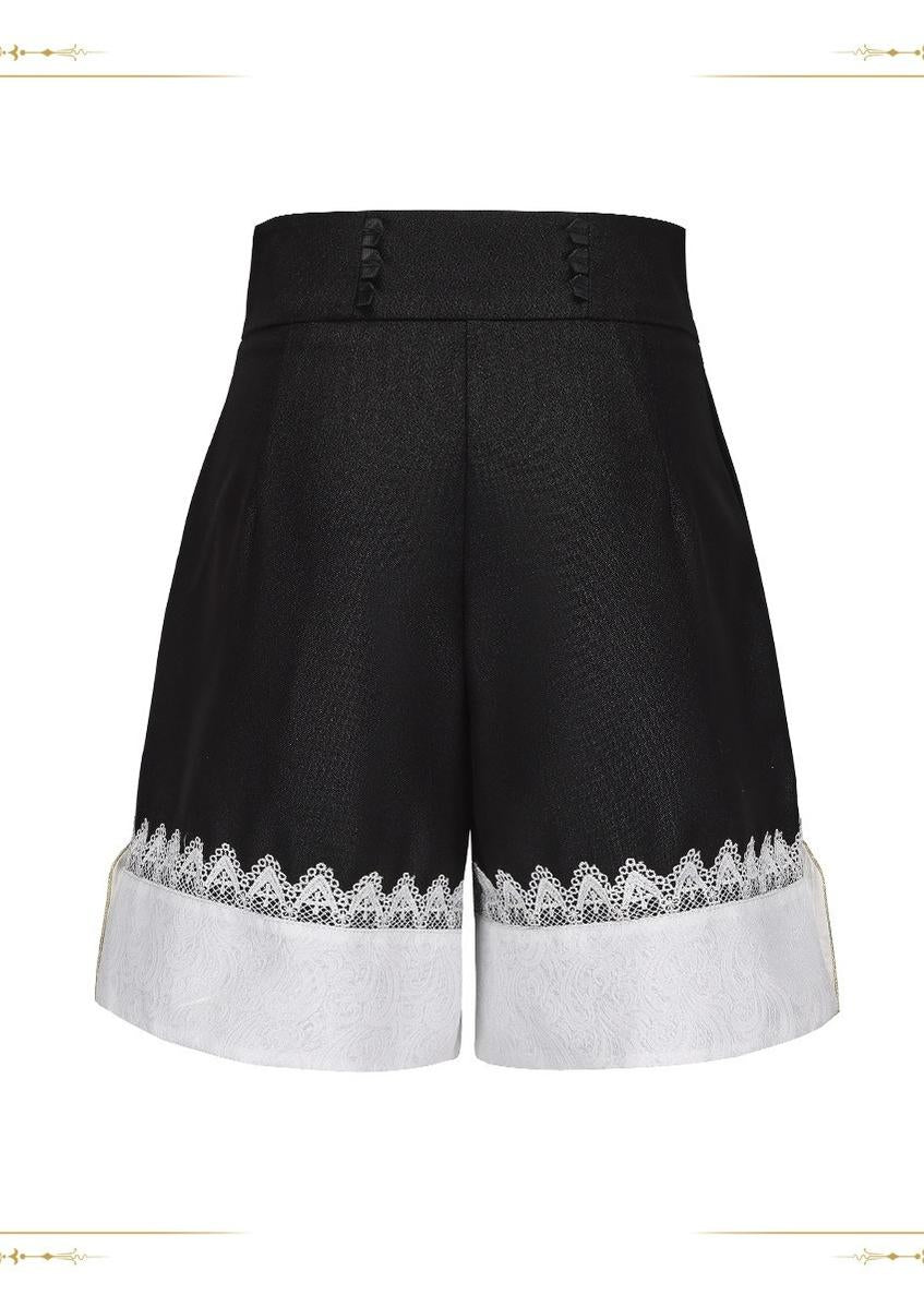 Immortal Fatima's Secret - Ouji Lolita Shorts, Black & Vintage Prince Style 44981:830920