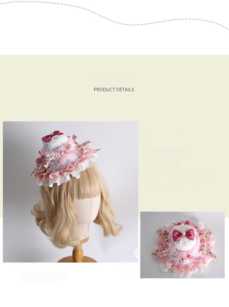 Xiaogui~Sweet Lolita Mini Top Hat with Double-layered Cake Shape