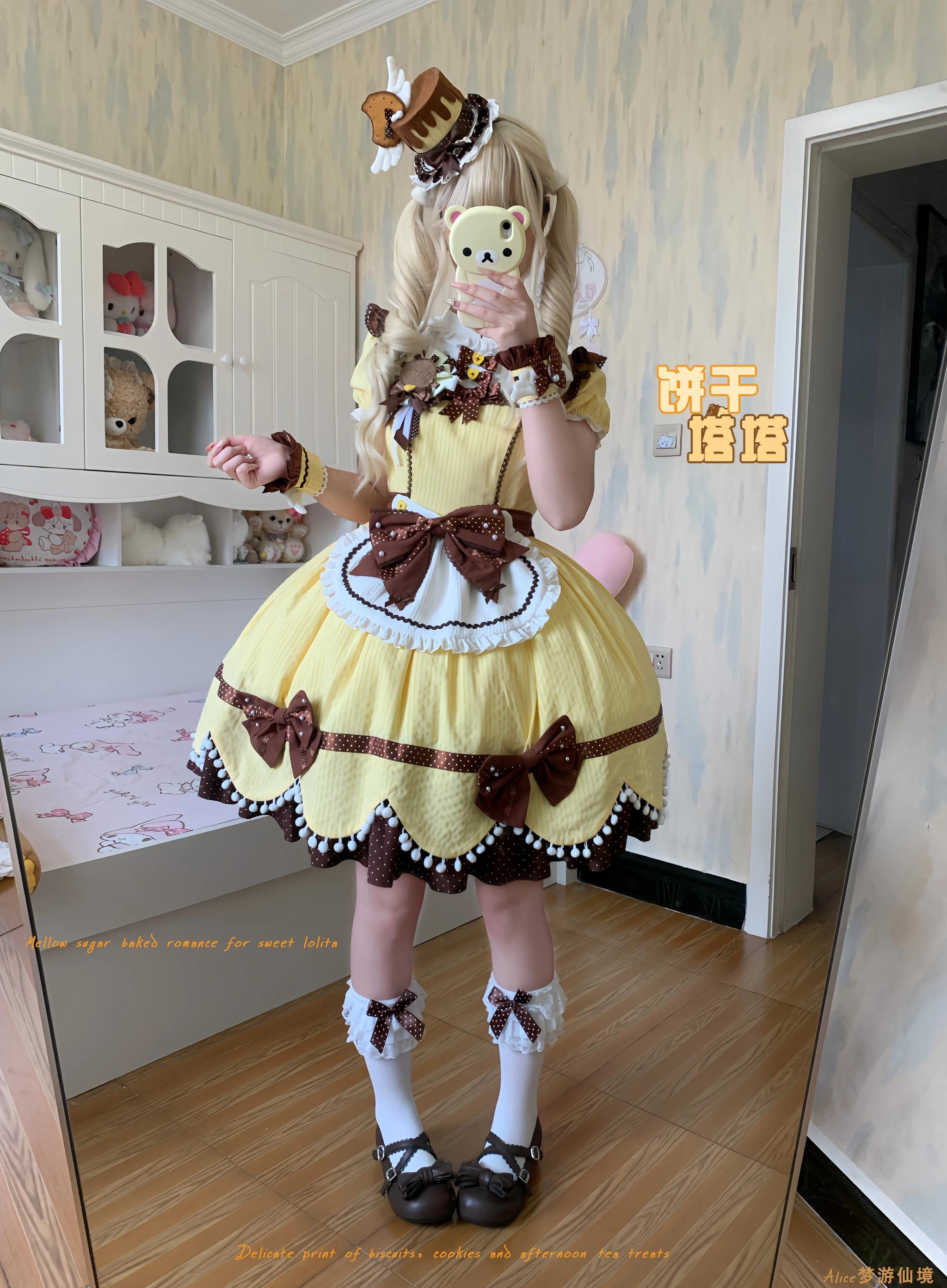 Biscuit Tata - Doll-like Sweet Lolita Dress, Detachable Chocolate Bows 45852:865159