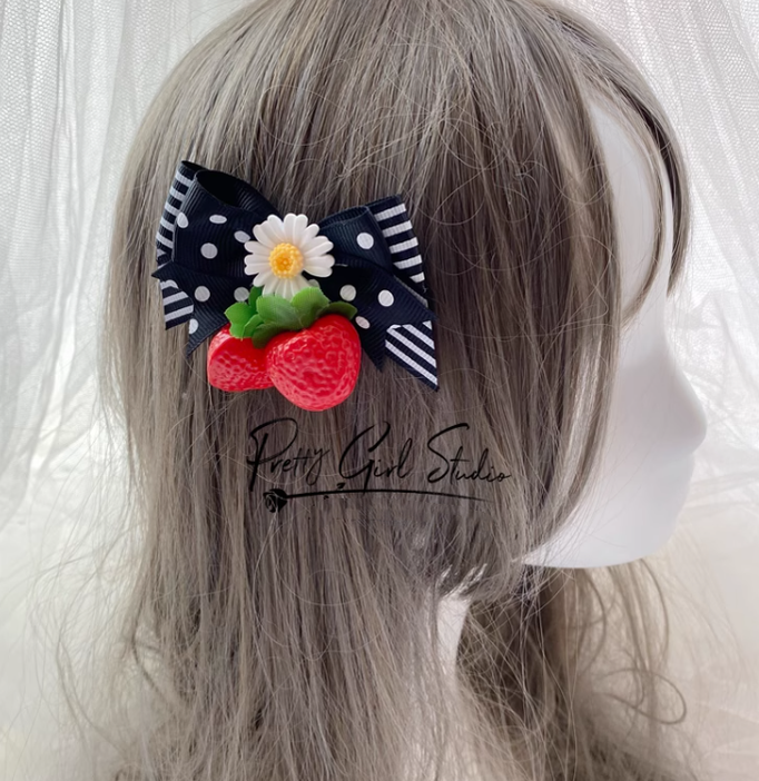 Pretty Girl Lolita~Sweet Lolita Red-Black DIY Strawberry Headdress   