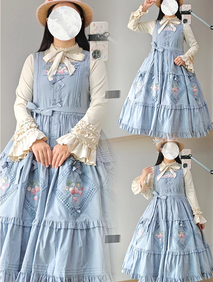 Fruit Tart - Autumn Sweet Lolita Long Sleeve Blouse, Ruffle Detail 45972:870052