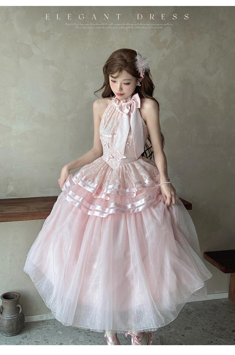 Urtto - Moonlight Dance - Elegant Lolita Halter-neck JSK Dress in Ballet Style