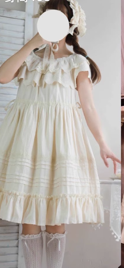 Little Dipper~Daily Lolita Solid Color Dress Set Multicolors free size light apricot short OP 