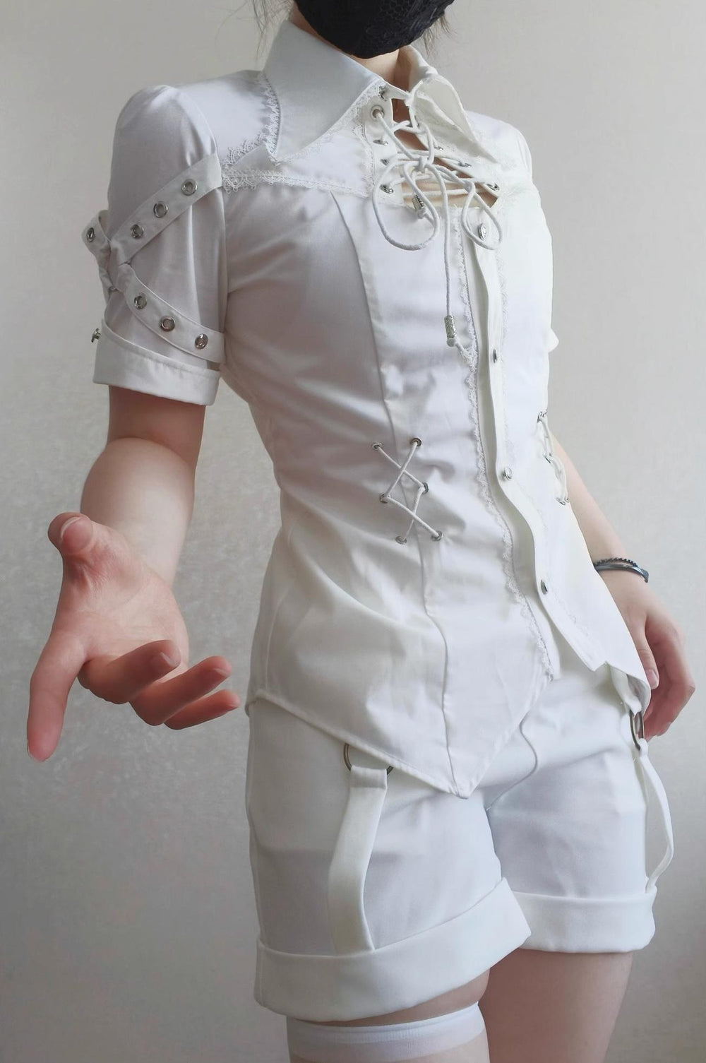 Gazing Galactic~Ouji Lolita Blouse With Chest Cutout & Lace-Up