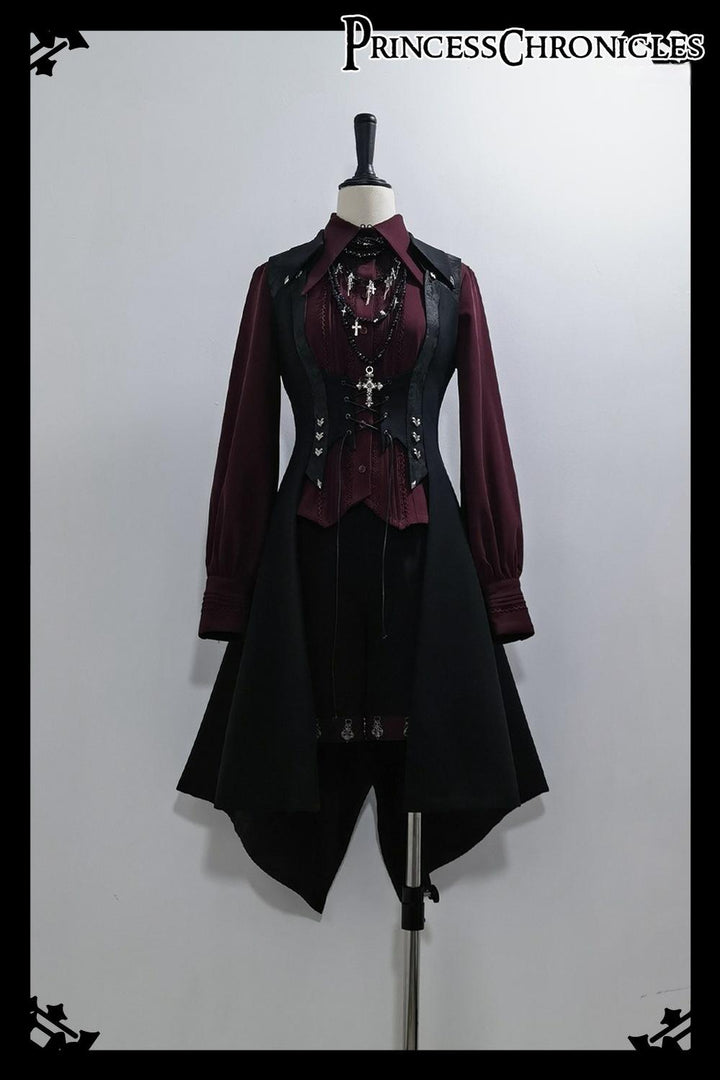 Princess Chronicles~Red and Black 4.0~Ouji Lolita Shorts Outfit Long Vest Prince Blouse