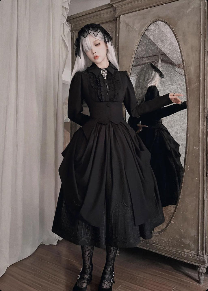 Susin Lolita~Normandy~Gothic Lolita Bust-Supporting JSK Nun Lolita OP Dress 41698:716838