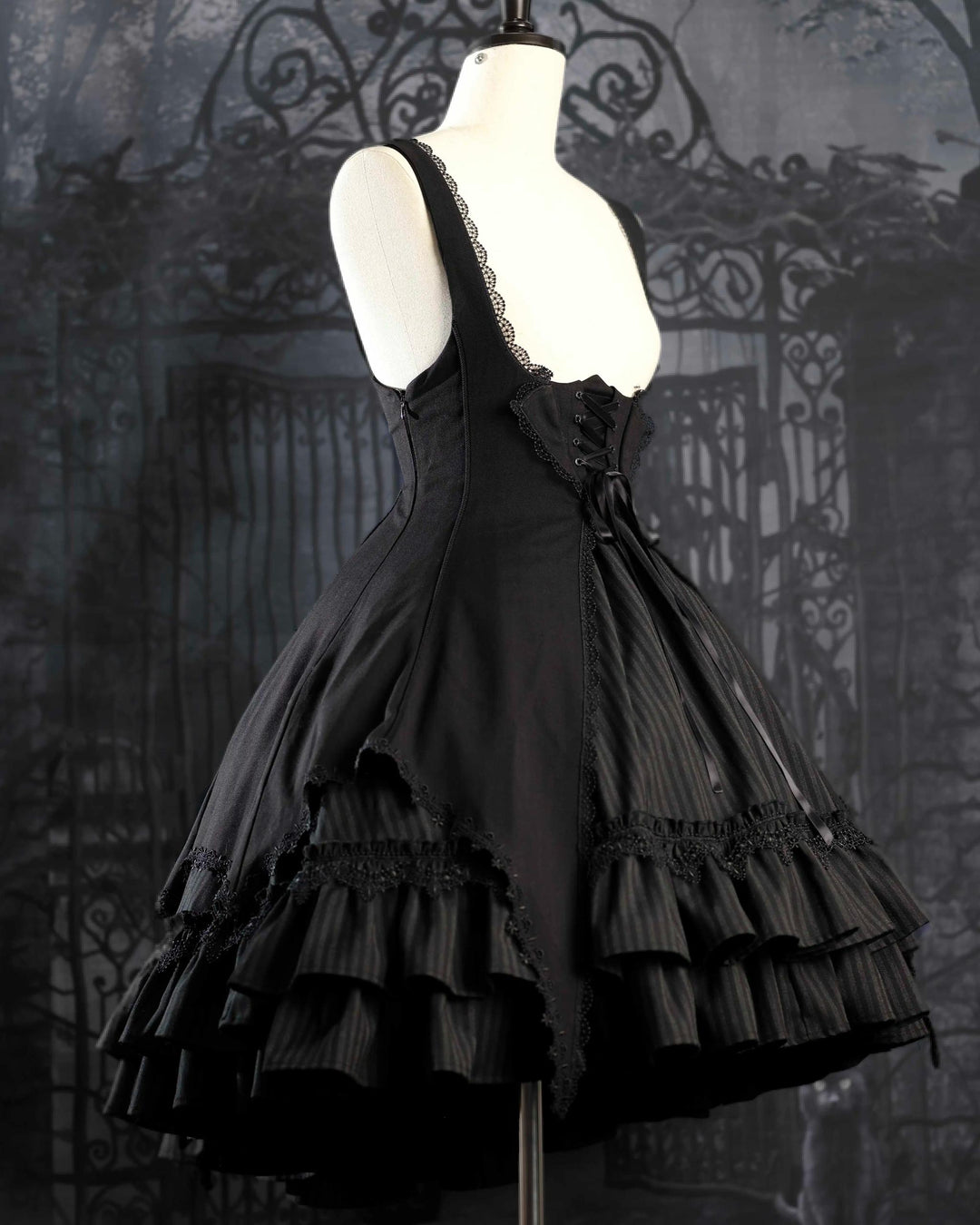 Lilizi~Redemption Song~Gothic Lolita OP Dress Cross Embroidery Tiered Hem   