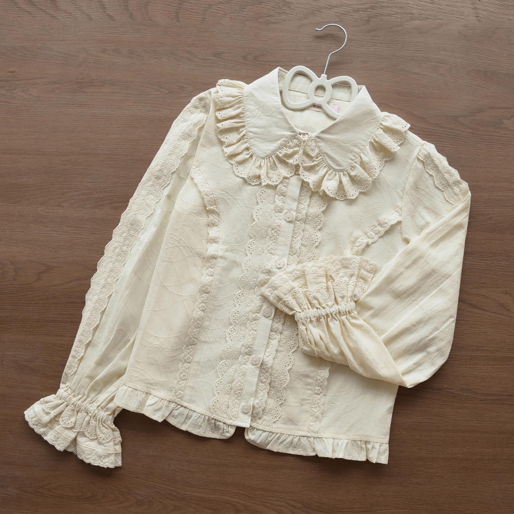 MIST - Lily - Kawaii Lolita Blouse Soft Girl Bubble Puff Sleeve S Ivory