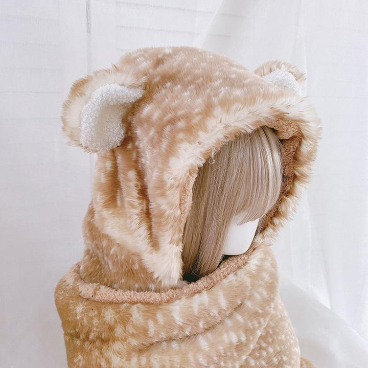 Xiaogui~Winter Kawaii Lolita Hat Antler Plush 3-in-1 Set