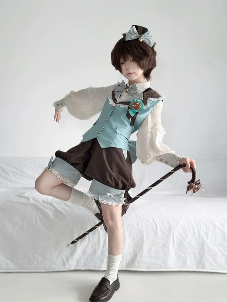 Candy Shop - Mint-chocolate Ouji Lolita Vest, Blouse and Shorts Outfit 45771:861877