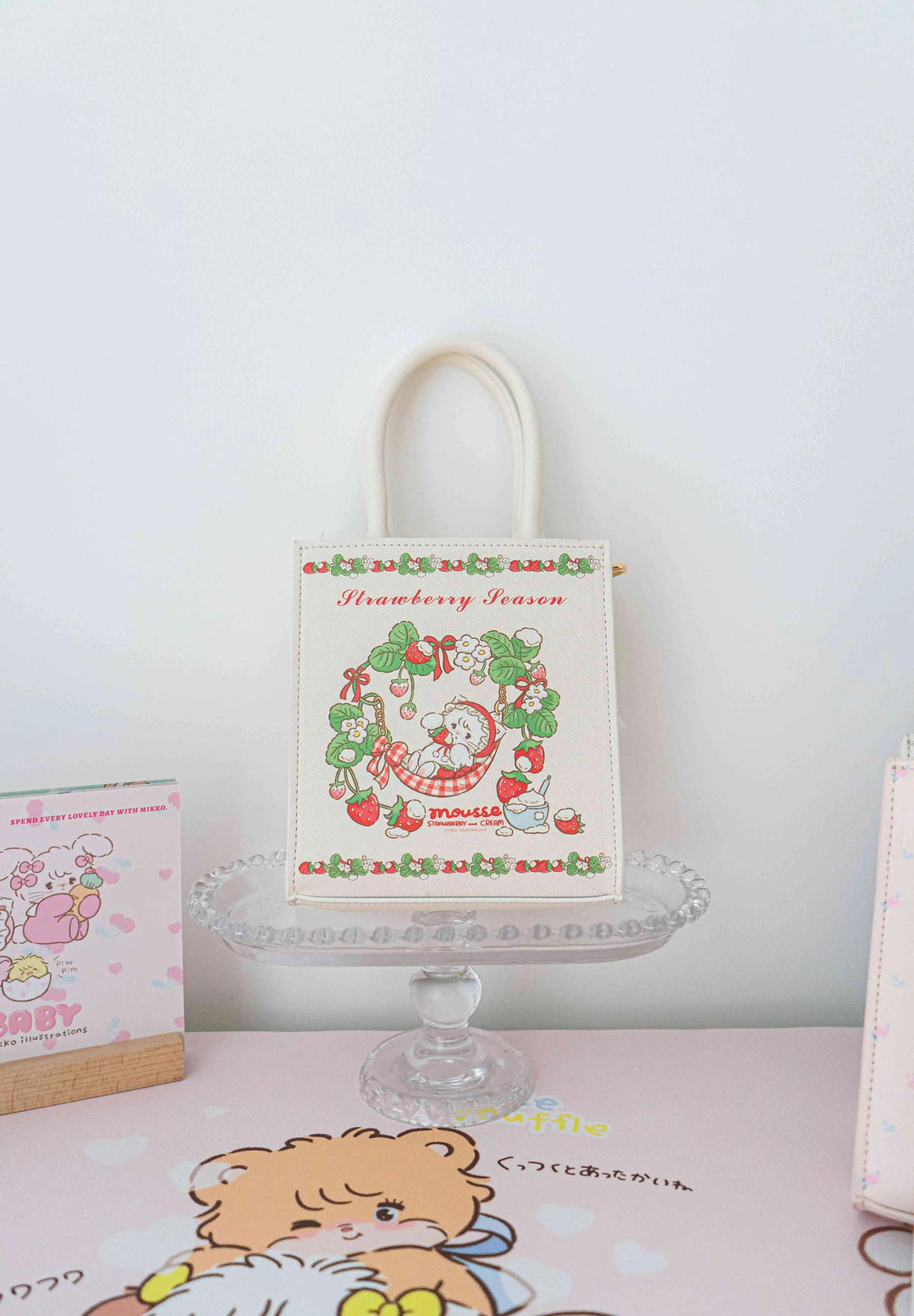 Doll tea party~IP Collab Kawaii Lolita Crossbody Handbag Mini Tote Bag Strawberry garden  