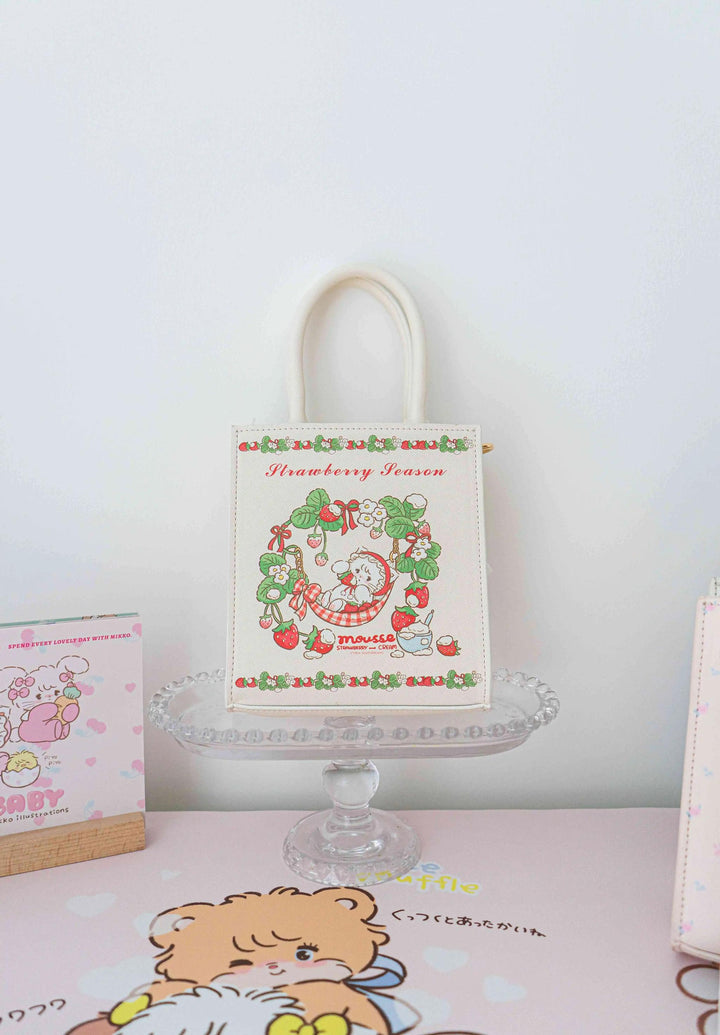 Doll tea party~IP Collab Kawaii Lolita Crossbody Handbag Mini Tote Bag Strawberry garden  