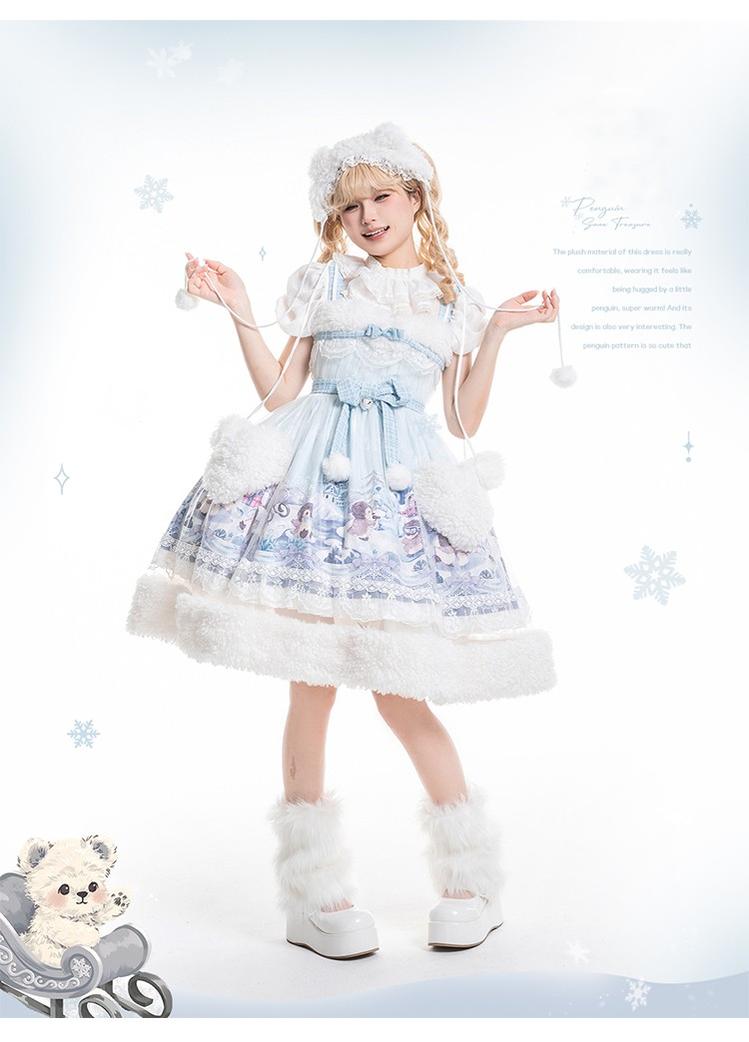 Spireme Cat~Penguin Snow Treasure~Kawaii Lolita JSK Penguin Printing Winter Dress   