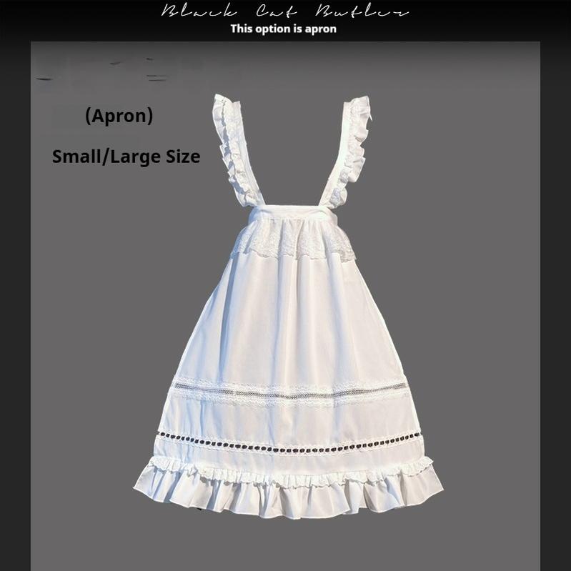 Hezi's Cat Haven~Black Cat Butler~Maid Lolita OP Dress Elegant Black and White Dress (2XL 3XL 4XL 5XL 6XL L M S XL) 40552:665154