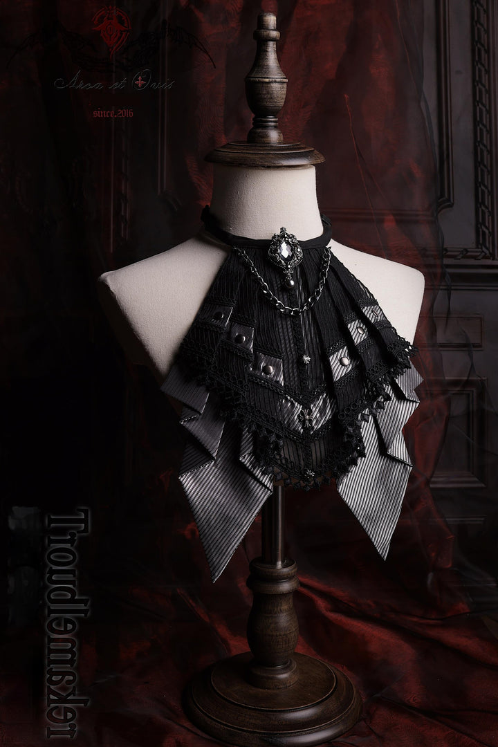 Arca et Ovis~Ouji Lolita Jabot Gothic Lolita Accessory Multiple Colors F Silver Grey Twill