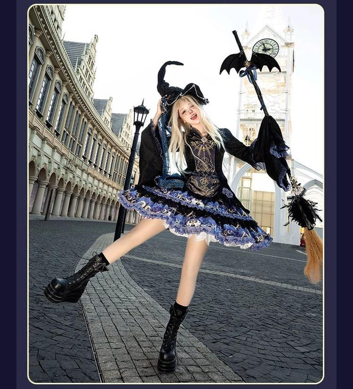 YingLuoFu~Astro Cat~Gothic Lolita OP Suit Witch Lolita Dress and Shawl