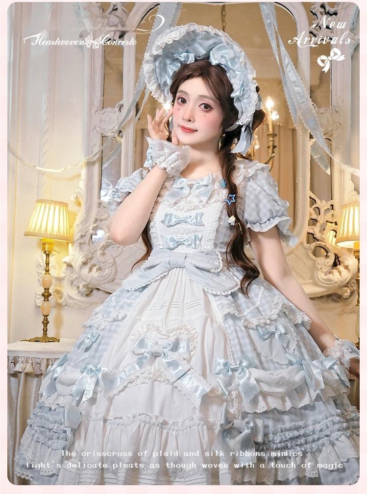 Mademoiselle Pearl - Heart Woven Concerto - IP Collab Sweet Lolita OP Dress, Bow Accents
