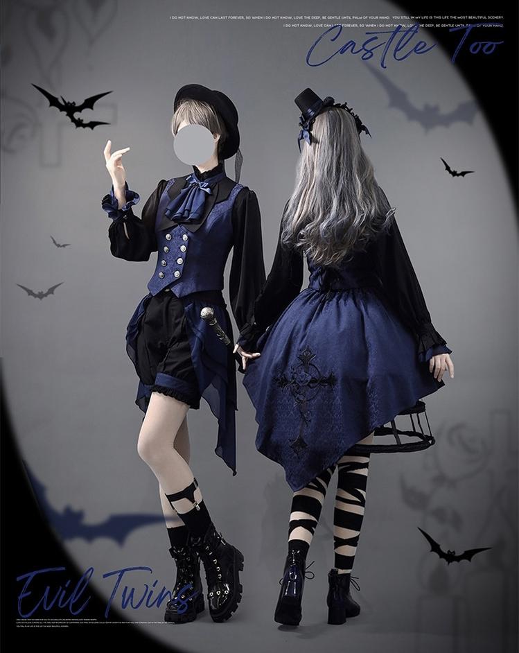 (BFM)CastleToo~Evil Twins~Ouji Lolita Dress Lolita Vest Shirt Shorts Skirt Set