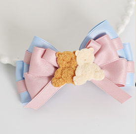 Xiaogui~Lolita Cute Bow Rabbit Ears Toy Hair Clip size 4 two bears with one fish mouth clip  