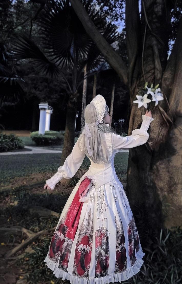 Luoluan Lolita - Fallen Angel - Printed Gothic Lolita Skirt Outfit